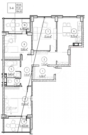 
   Продам 3-комнатную, 104.02 м², Желябова ул

. Фото 3.