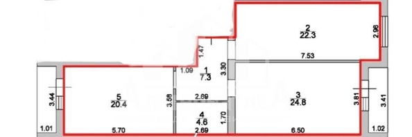 
   Продам 2-комнатную, 79.4 м², Замковая ул

. Фото 2.