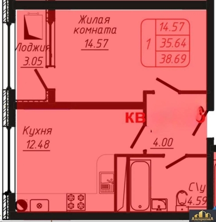 
  Продается 1-комн. квартира, 38.69 м², 40 лет Октября ул
. Фото 10.