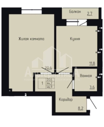
  Продается 1-комн. квартира, 46.9 м², Орджоникидзе ул
. Фото 2.