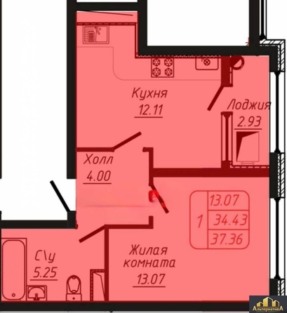 
  Продается 1-комн. квартира, 37.36 м², 40 лет Октября ул
. Фото 8.