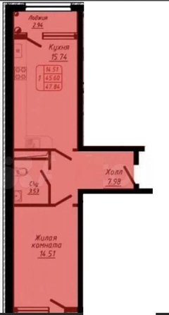 
  Продается 1-комн. квартира, 47.8 м², 40 лет Октября ул
. Фото 3.