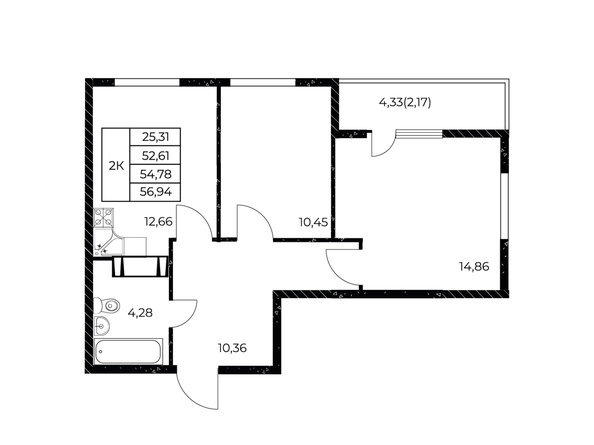 
  Продается 2-комн. квартира 56.94 м², в ЖК Звезда Столицы 2. Фото 1.