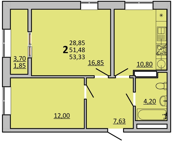 
  Продается 2-комн. квартира 62.4 м², в ЖК Фрейм, 11Б. Фото 1.