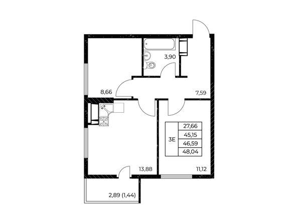
  Продается 2-комн. квартира 48.04 м², в ЖК Звезда Столицы 2. Фото 1.