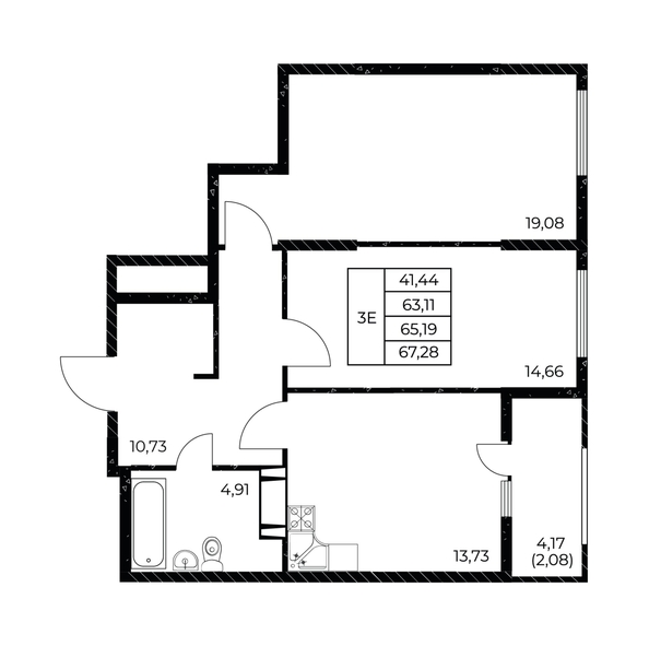 
  Продается 2-комн. квартира 67.28 м², в ЖК Звезда Столицы 2. Фото 1.