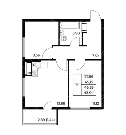 
  Продается 2-комн. квартира 48.04 м², в ЖК Звезда Столицы 2. Фото 1.