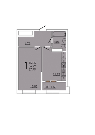 
  Продается 1-комн. квартира 37.79 м², в ЖК Фрейм, 11А. Фото 1.