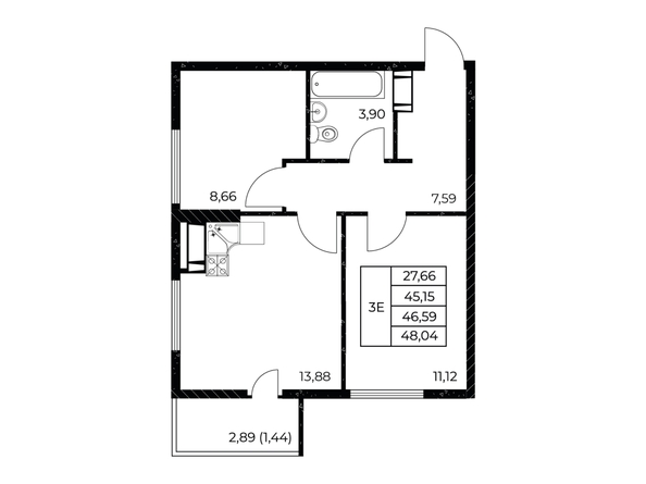 
  Продается 2-комн. квартира 48.04 м², в ЖК Звезда Столицы 2. Фото 1.