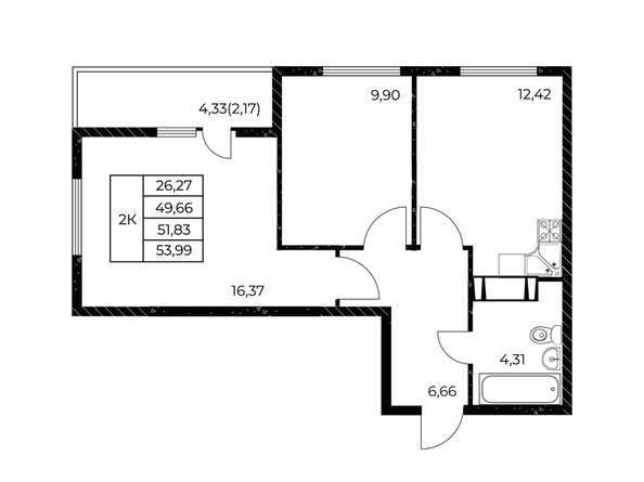 
  Продается 2-комн. квартира 53.99 м², в ЖК Звезда Столицы 2. Фото 1.