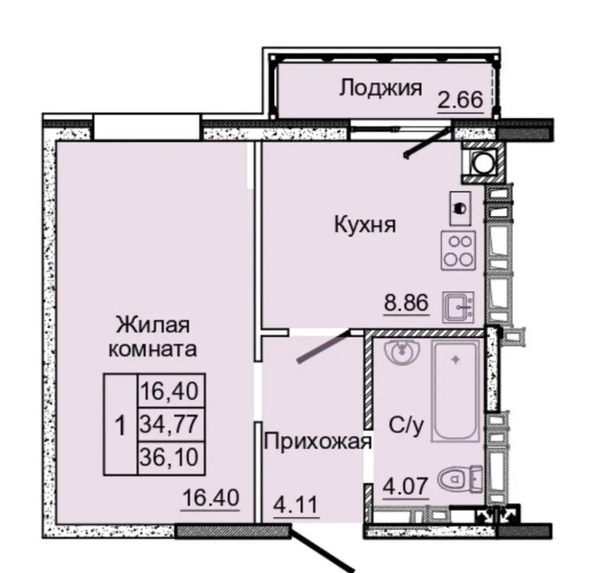 
  Продается 1-комн. квартира 38 м². Фото 11.