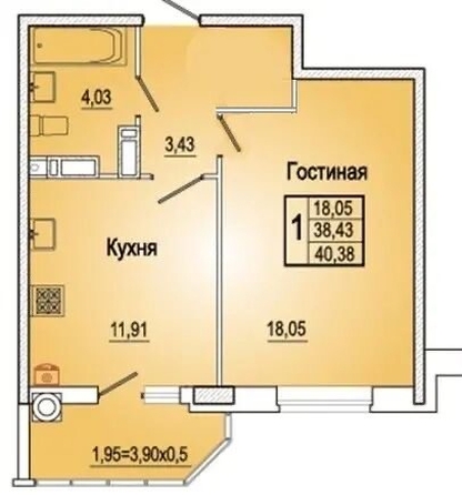 
  Продается 1-комн. квартира 40 м². Фото 7.