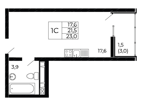 
  Продается студия 23.6 м². Фото 1.