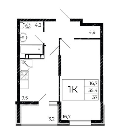 
  Продается 1-комн. квартира 37.2 м², в ЖК Флора, литера 3.1. Фото 1.