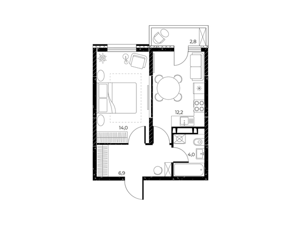 
  Продается 1-комн. квартира 37.9 м², в ЖК Панорама на Театральном, литера 1. Фото 1.