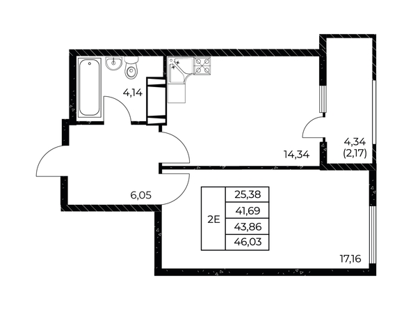
  Продается 1-комн. квартира 46.03 м², в ЖК Звезда Столицы 2. Фото 1.