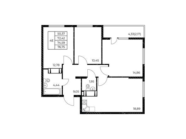 
  Продается 3-комн. квартира 76.75 м², в ЖК Звезда Столицы 2. Фото 1.