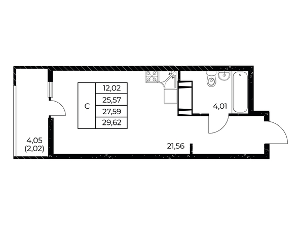 
  Продается студия 29.62 м², в ЖК Звезда Столицы 2. Фото 1.