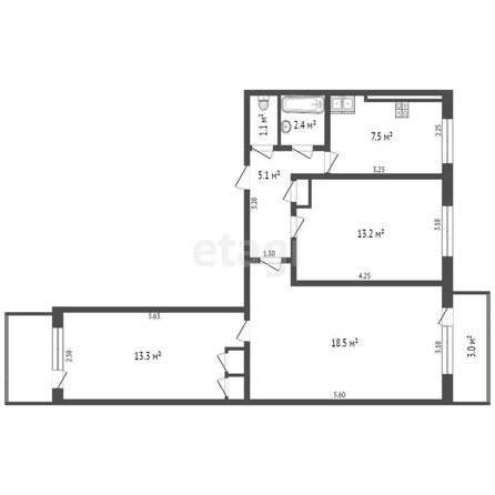 
   Продам 3-комнатную, 62 м², Комарова б-р, 8

. Фото 1.