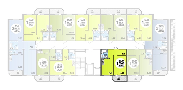 
   Продам 1-комнатную, 36.85 м², Суворовский, литера 7

. Фото 1.