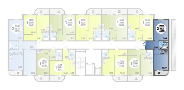 
   Продам 2-комнатную, 44.88 м², Суворовский, литера 7

. Фото 1.