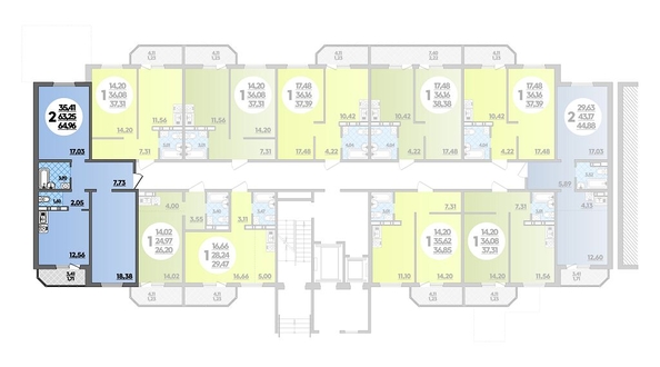 
   Продам 2-комнатную, 64.96 м², Суворовский, литера 7

. Фото 1.