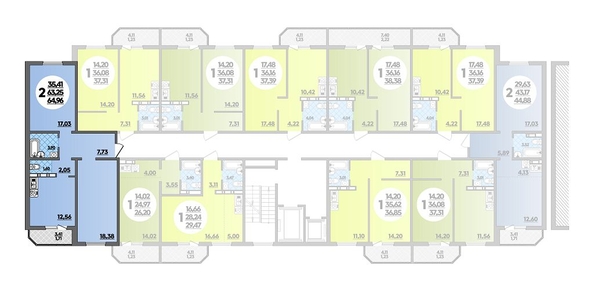 
   Продам 2-комнатную, 64.96 м², Суворовский, литера 7

. Фото 1.