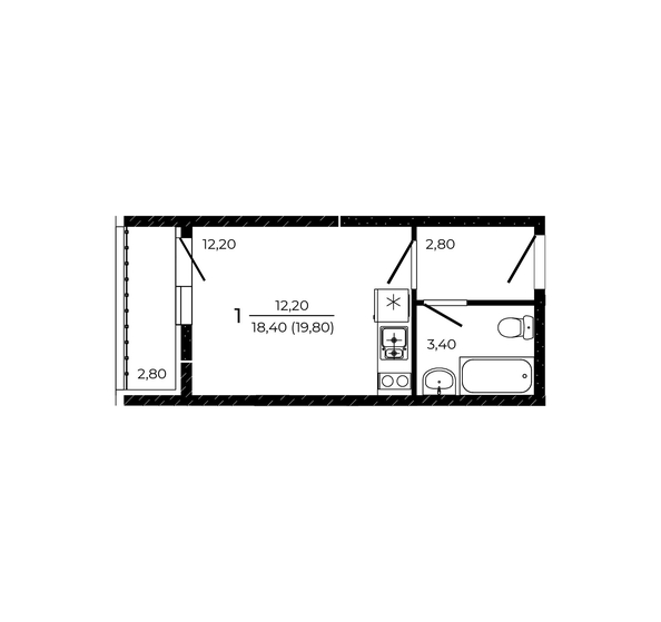 
   Продам студию, 19.8 м², ПРИТЯЖЕНИЕ, литер 3

. Фото 1.