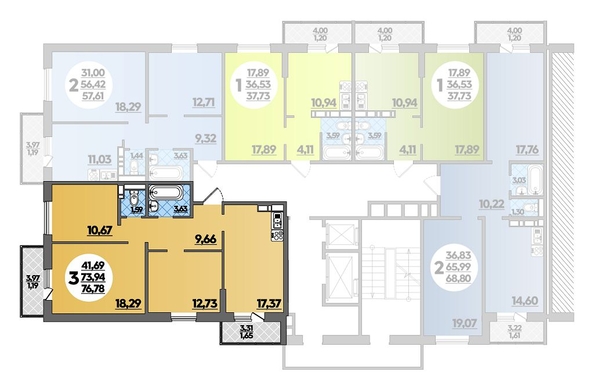 
   Продам 3-комнатную, 76.78 м², Уланская ул, 17 ст1

. Фото 1.