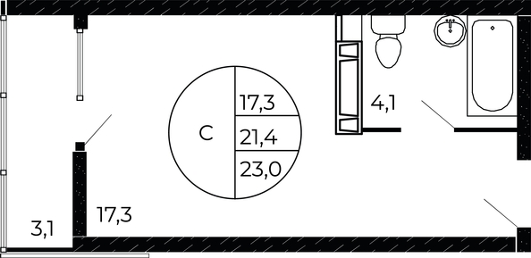 
   Продам студию, 23 м², Флора, литера 1.1

. Фото 2.