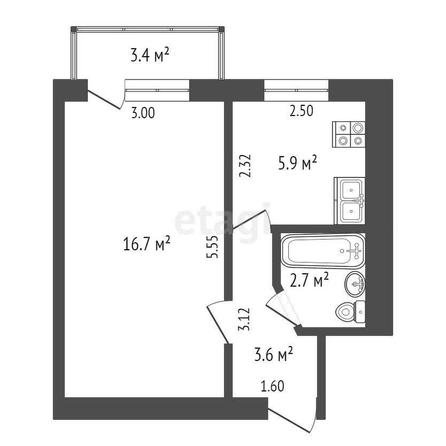 
   Продам 1-комнатную, 35 м², Кременчугская ул, 5

. Фото 2.