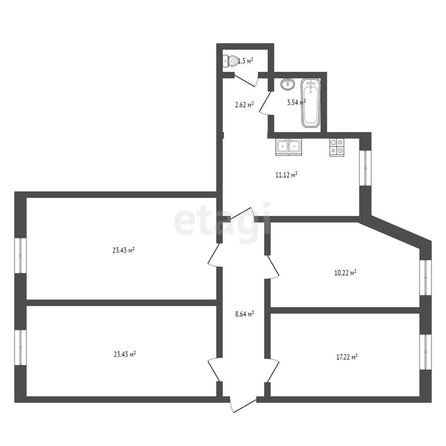 
   Продам 4-комнатную, 106.5 м², Шаумяна ул, 13/43

. Фото 1.