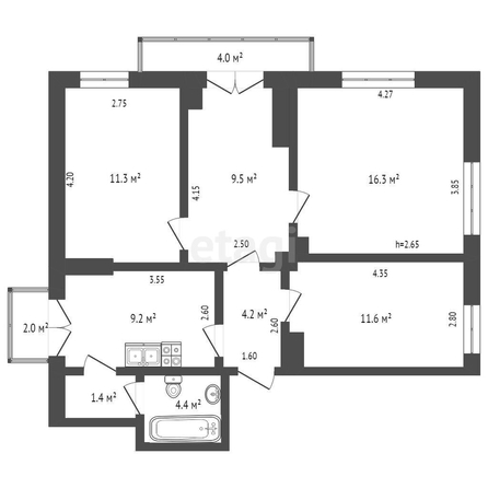 
   Продам 3-комнатную, 88.4 м², Ереванская ул, 25

. Фото 1.