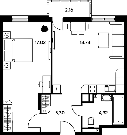 
   Продам 2-комнатную, 47 м², Нансена ул, 109/2

. Фото 1.