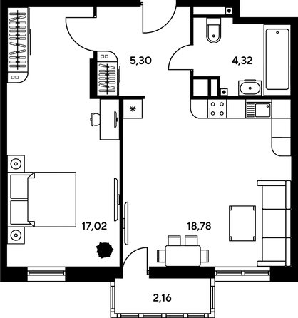 
   Продам 2-комнатную, 47.2 м², Гринсайд, 4.1-4.3

. Фото 1.