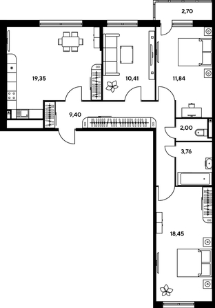 
   Продам 3-комнатную, 80.26 м², Малина Парк, дом 1

. Фото 1.