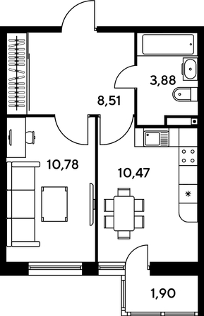 
   Продам 1-комнатную, 36.11 м², Малина Парк, дом 1

. Фото 1.