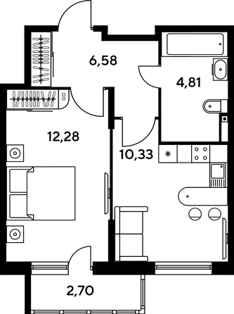 
   Продам 1-комнатную, 36.75 м², Малина Парк, дом 1

. Фото 1.