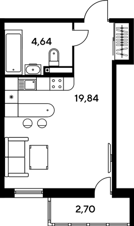 
   Продам студию, 28.42 м², Малина Парк, дом 1

. Фото 1.