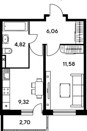 
   Продам 1-комнатную, 34.09 м², Малина Парк, дом 1

. Фото 1.