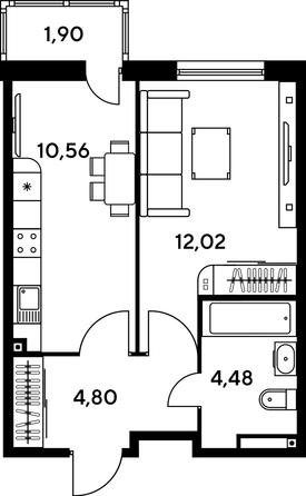 
   Продам 1-комнатную, 34.7 м², Малина Парк, дом 1

. Фото 1.