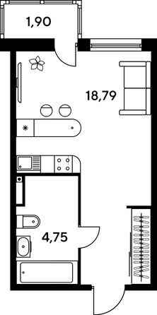 
   Продам студию, 25.95 м², Малина Парк, дом 1

. Фото 1.