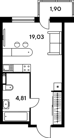 
   Продам студию, 25.28 м², Малина Парк, дом 1

. Фото 1.