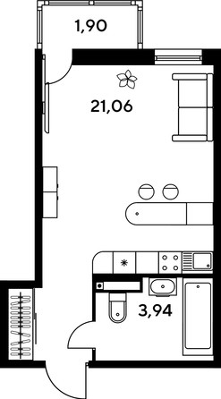 
   Продам студию, 26.04 м², Малина Парк, дом 1

. Фото 1.