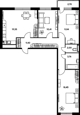 
   Продам 3-комнатную, 80.87 м², Малина Парк, дом 2

. Фото 1.