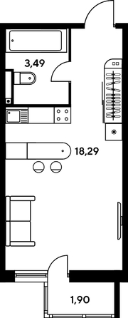 
   Продам студию, 24.31 м², Малина Парк, дом 2

. Фото 1.