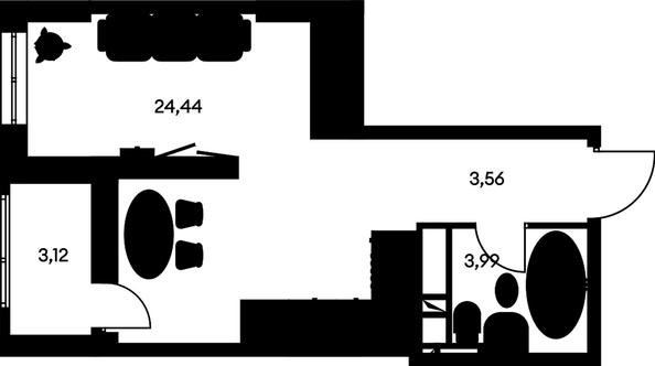 
   Продам студию, 35.32 м², Культура, дом 1

. Фото 1.