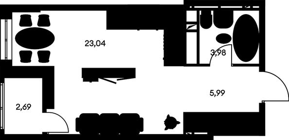 
   Продам студию, 36.25 м², Культура, дом 1

. Фото 1.