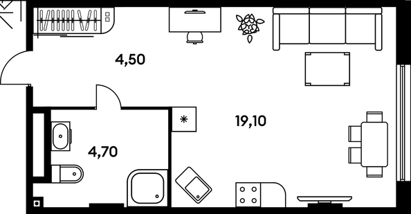 
   Продам 1-комнатную, 28.5 м², Гринсайд, 5.1-5.5

. Фото 1.