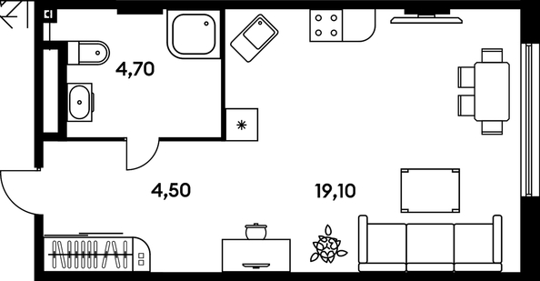 
  Продается 1-комн. квартира, 28.5 м², ЖК Гринсайд, 5.1-5.5
. Фото 2.